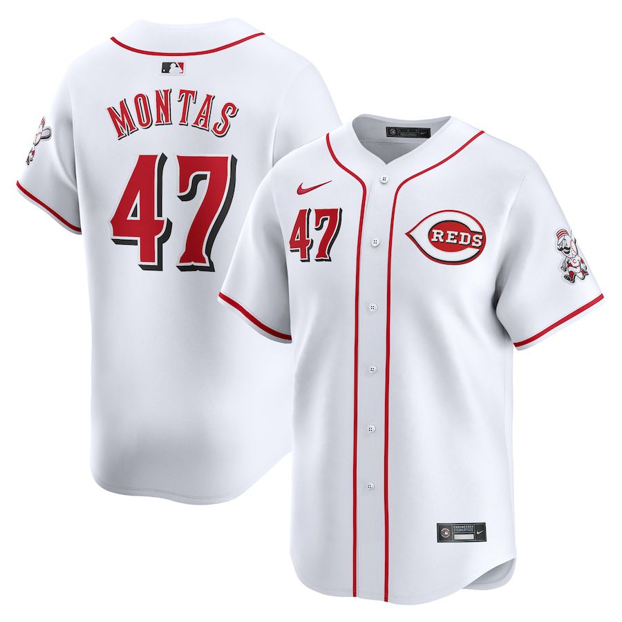 Men Cincinnati Reds 47 Frankie Montas Nike White Home Limited Player MLB Jersey